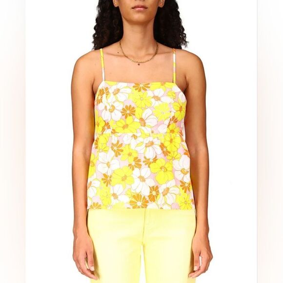 NWT Sanctuary Floral Print Linen Blend Yellow Floral Top Medium - Picture 1 of 9